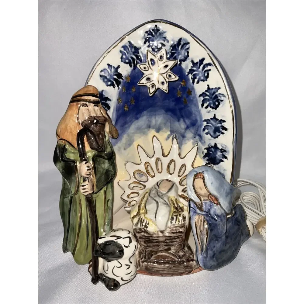 Blue Sky Clayworks Heather Goldminc Traditional Nativity Light Up Figural Scene - Picture 2 of 4